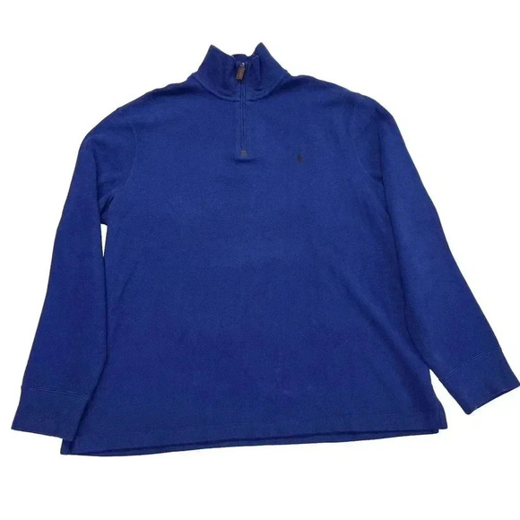 Polo Ralph Lauren Estate Rib Men's Large Blue Long Sleeve 1/4 Zip W/ Pony - Picture 1 of 8